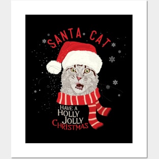 santa cat Posters and Art